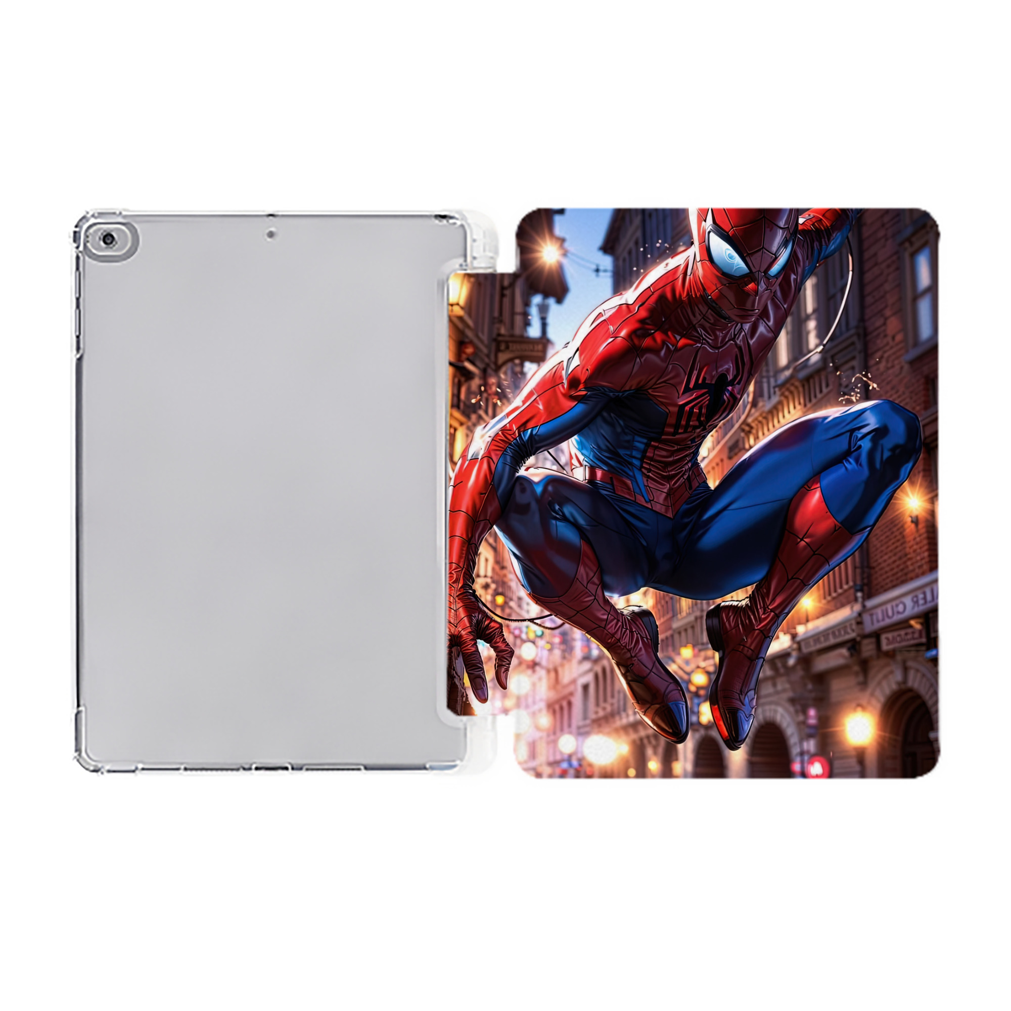 （画像用） Spider Man スパイダーマン IPad ケース ペン収納付き 三つ折りスタンド PUレザー×シリコン 対応機種9.5/10.5/10.9インチ